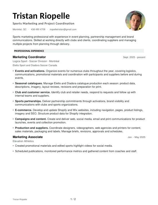 Resume preview